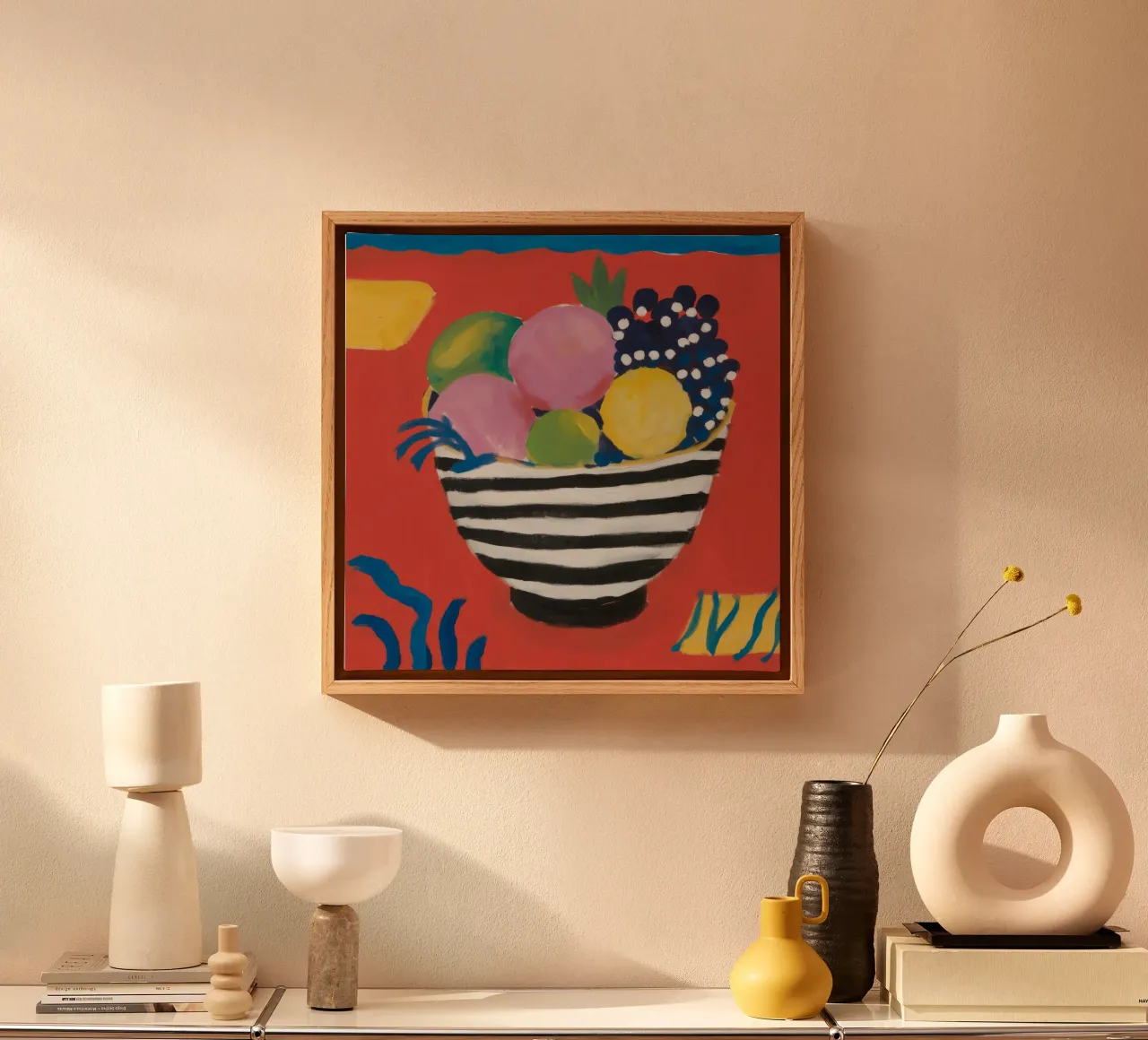 Gestreepte Kom Medley canvas met Baklijst van Tiga Bersama