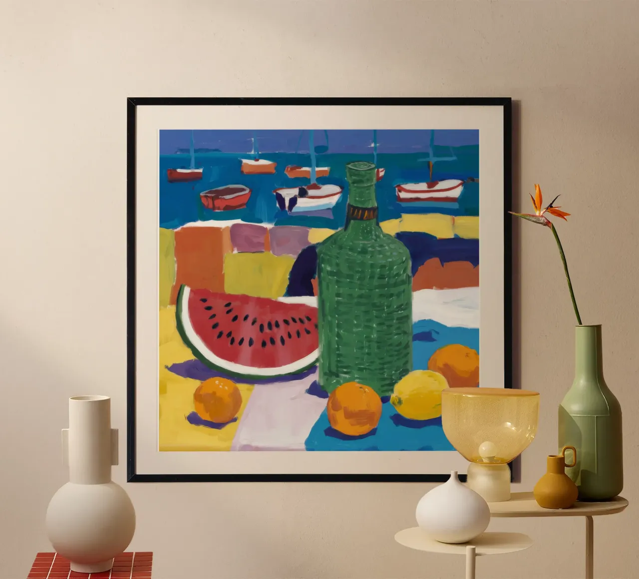 La quiete dell'anguria di mare poster con telaio in legno da Fable Tempa