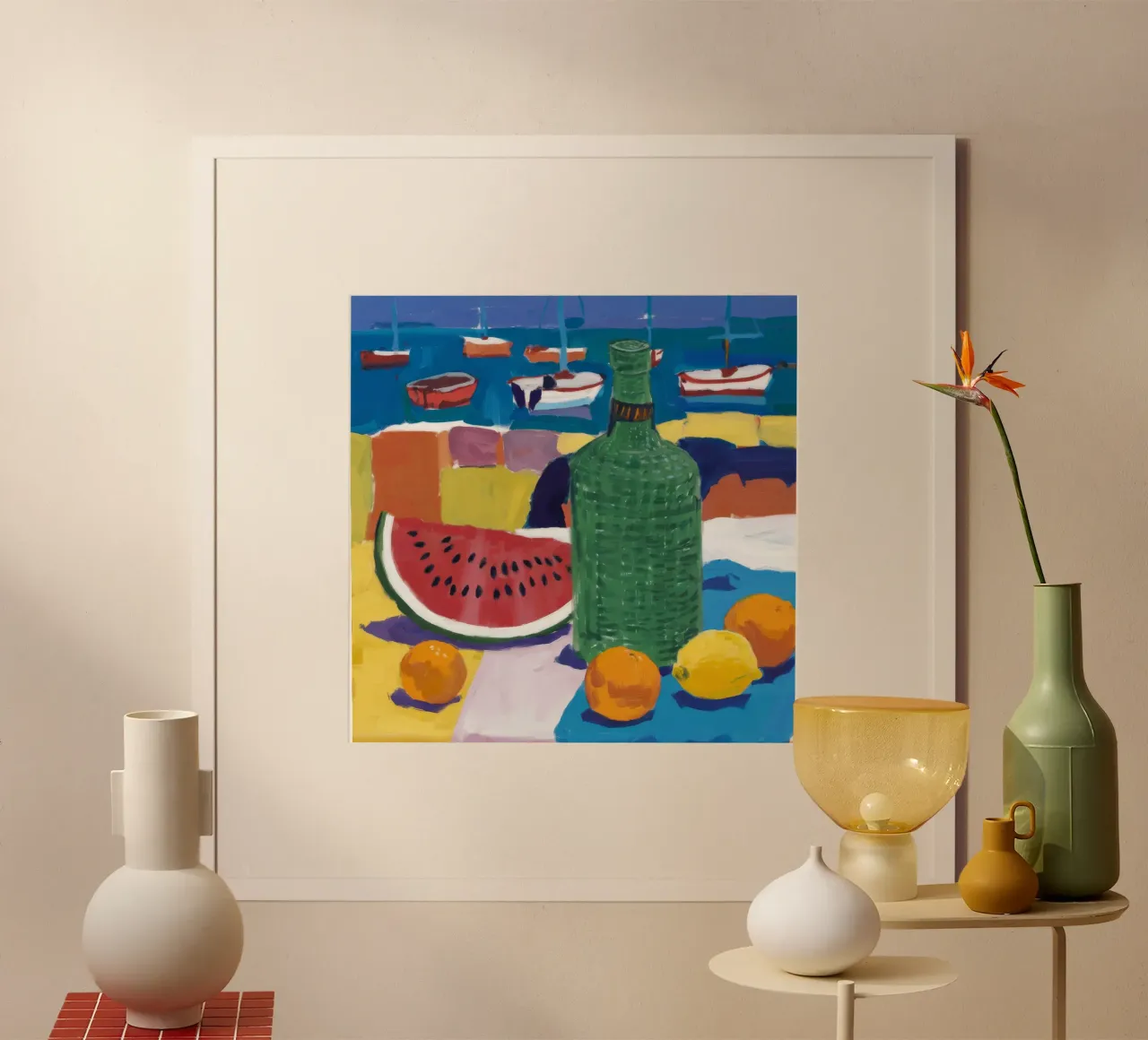 La quiete dell'anguria di mare poster con telaio in legno da Fable Tempa