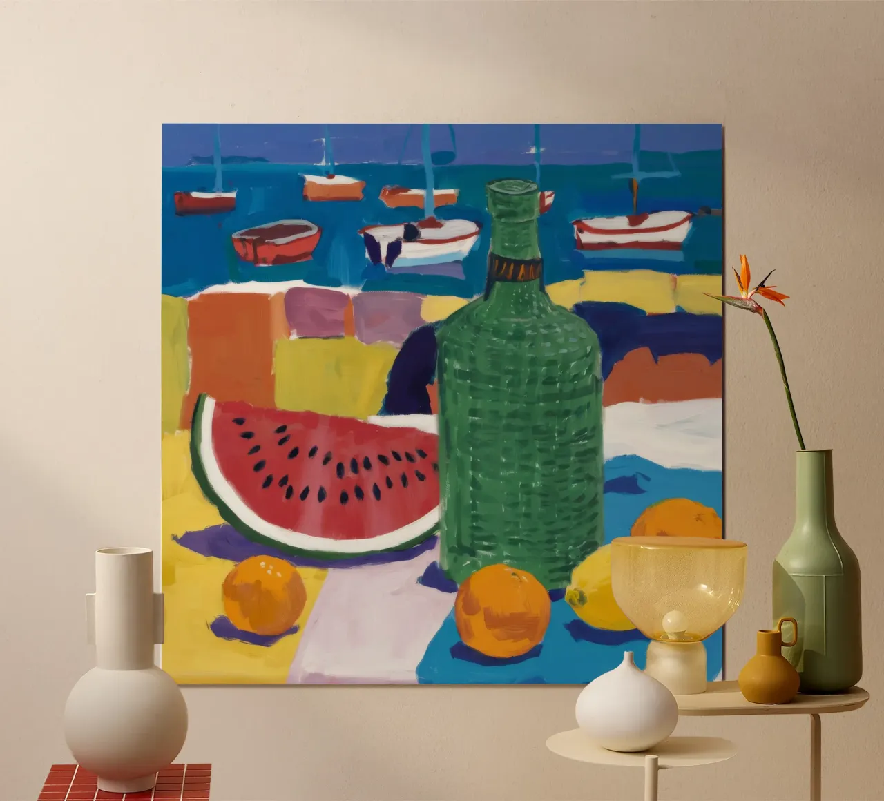La quiete dell'anguria di mare poster con telaio in legno da Fable Tempa