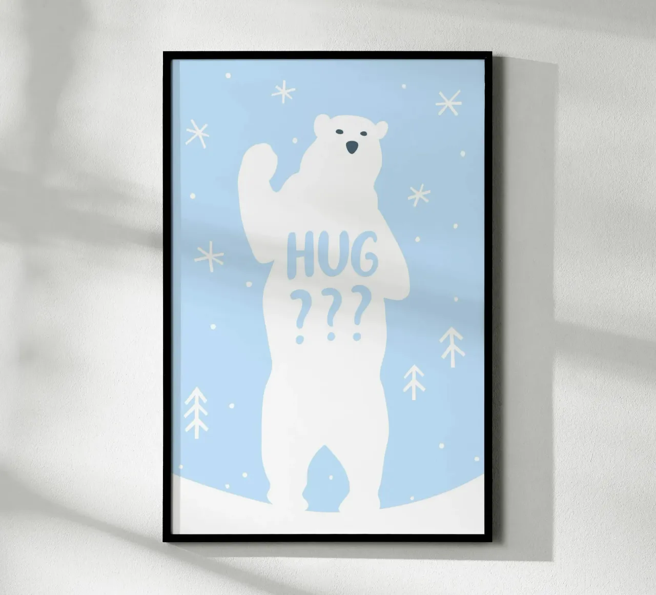 Polar Bear Hug poster con telaio in legno da treechild