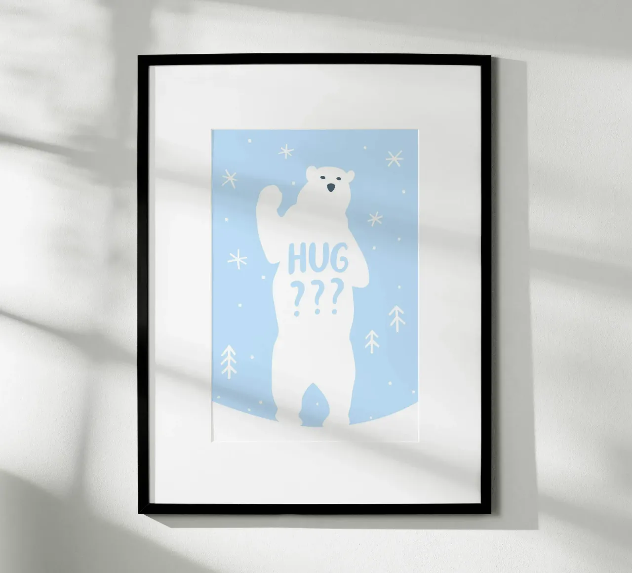 Polar Bear Hug poster con telaio in legno da treechild