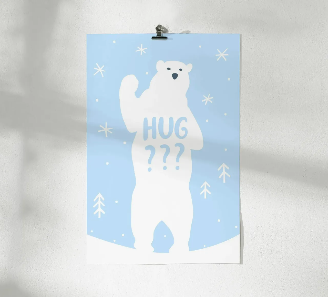 Polar Bear Hug poster con telaio in legno da treechild