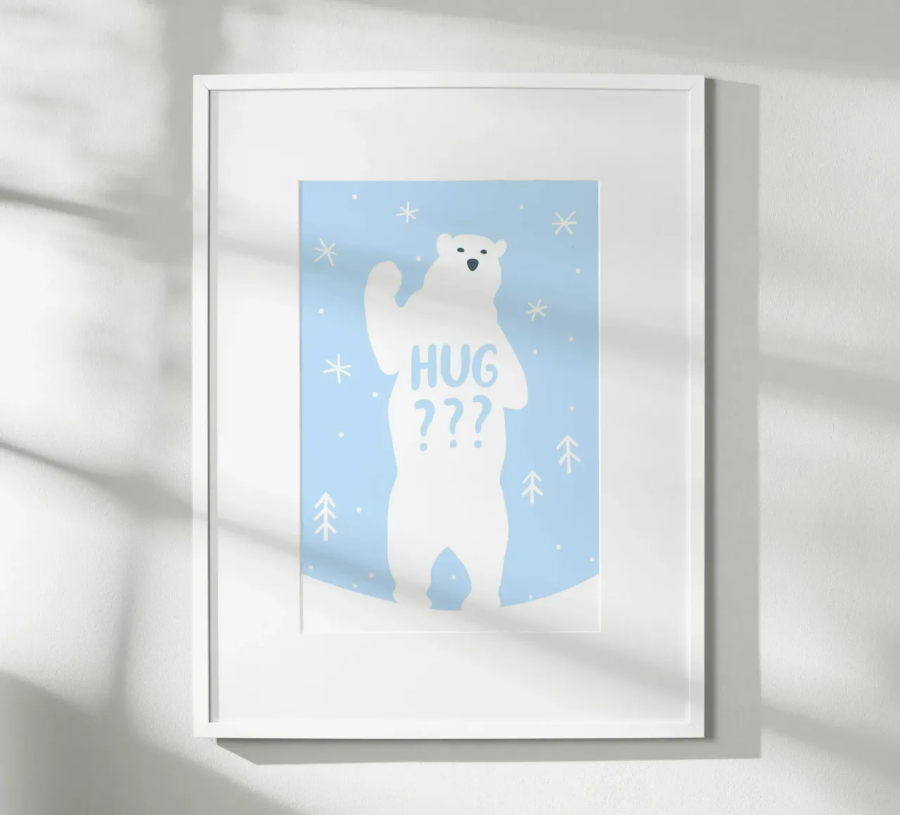 Polar Bear Hug poster con telaio in legno da treechild