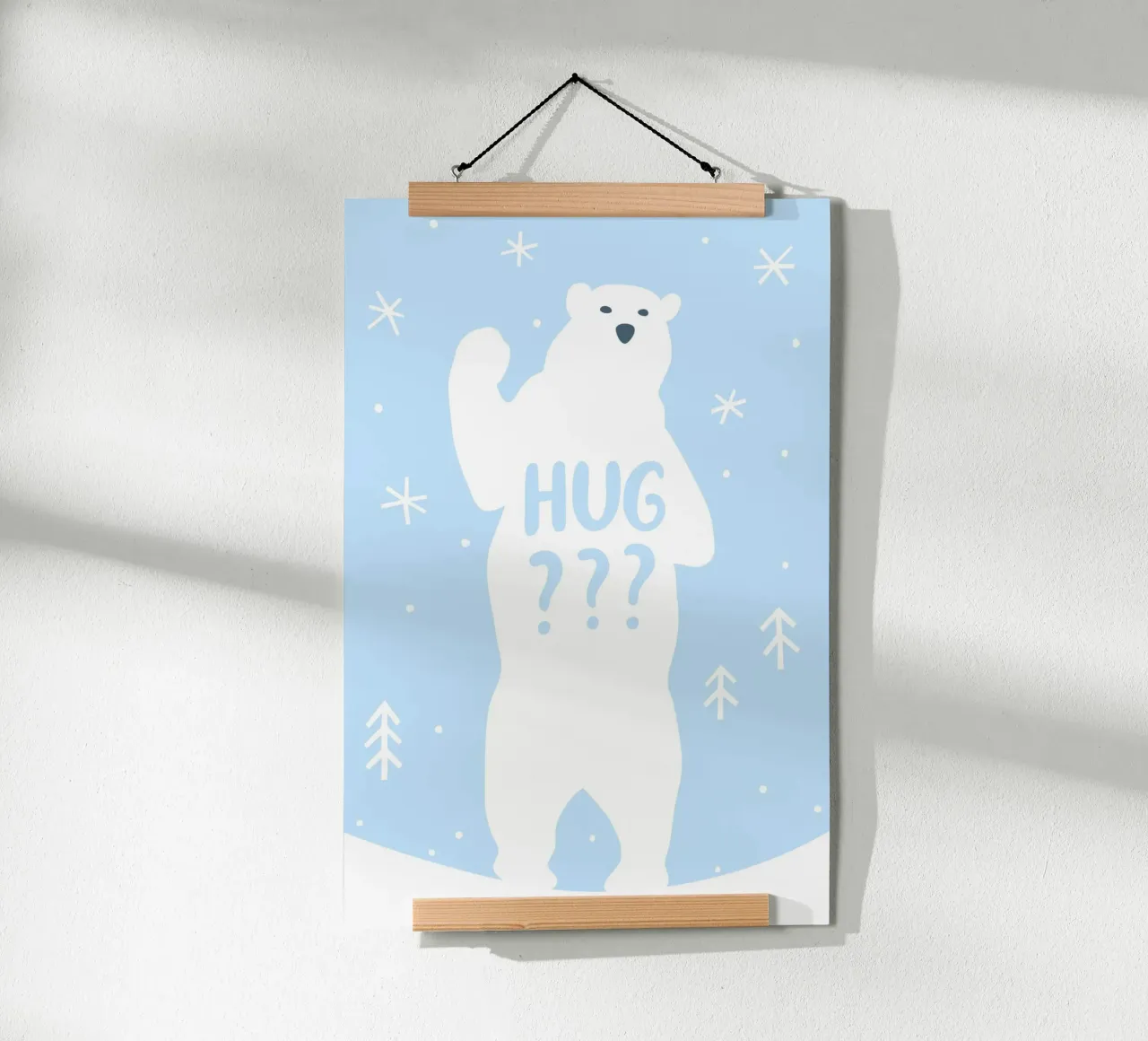 Polar Bear Hug poster con telaio in legno da treechild