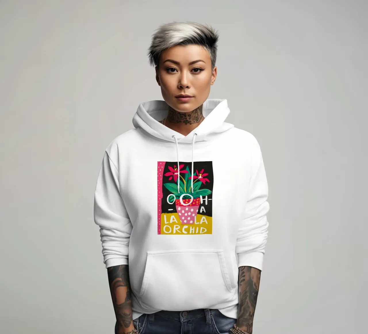 Frase Orchidea Pop felpa con cappuccio da Pan Denim