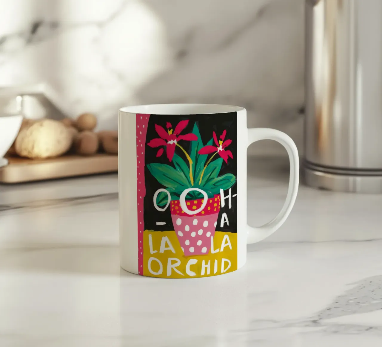 Frase Orchidea Pop tazza in ceramica da Pan Denim