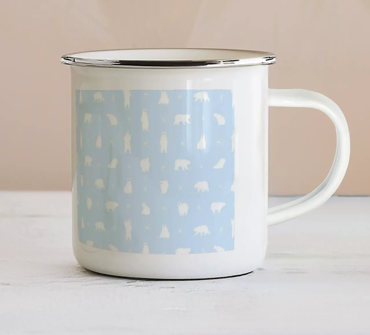 Polar Bear Pattern No 04 tazza in smalto da treechild