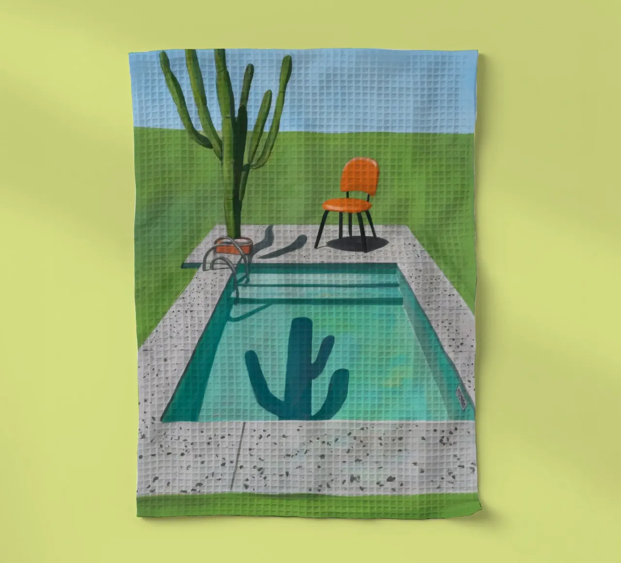 Poolside Cactus Serenity tea towel by Pan Denim