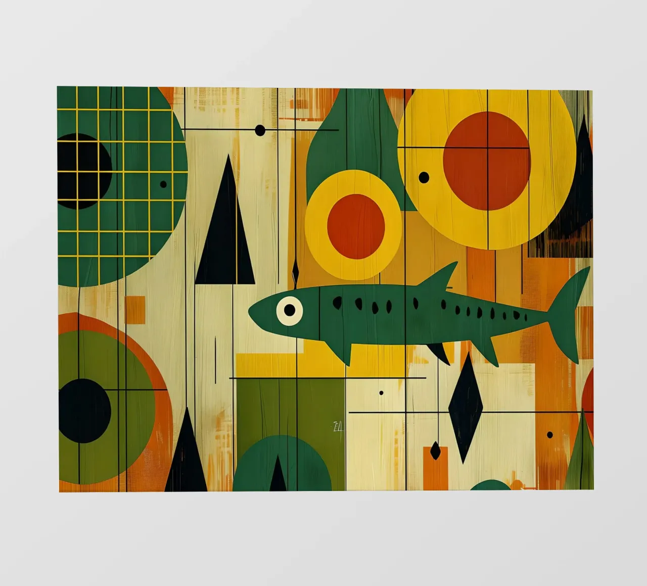 Abstract Mid-Century Modern Fish Art backlit film by 🥝 KIWI STORE