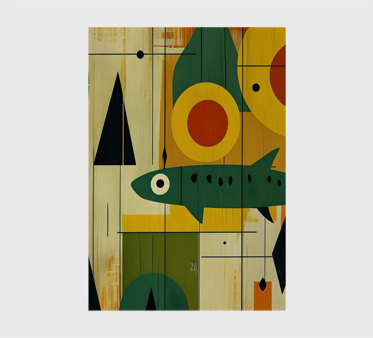 Abstrakte Fischkunst aus der Jahrhundertmitte Notizbuch von 🥝 KIWI STORE