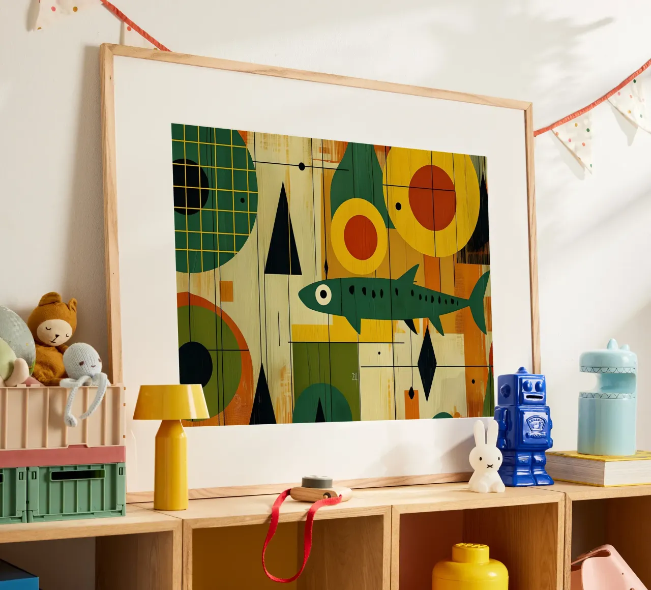 Arte astratta del pesce moderna di metà secolo poster con telaio in plastica da 🥝 KIWI STORE