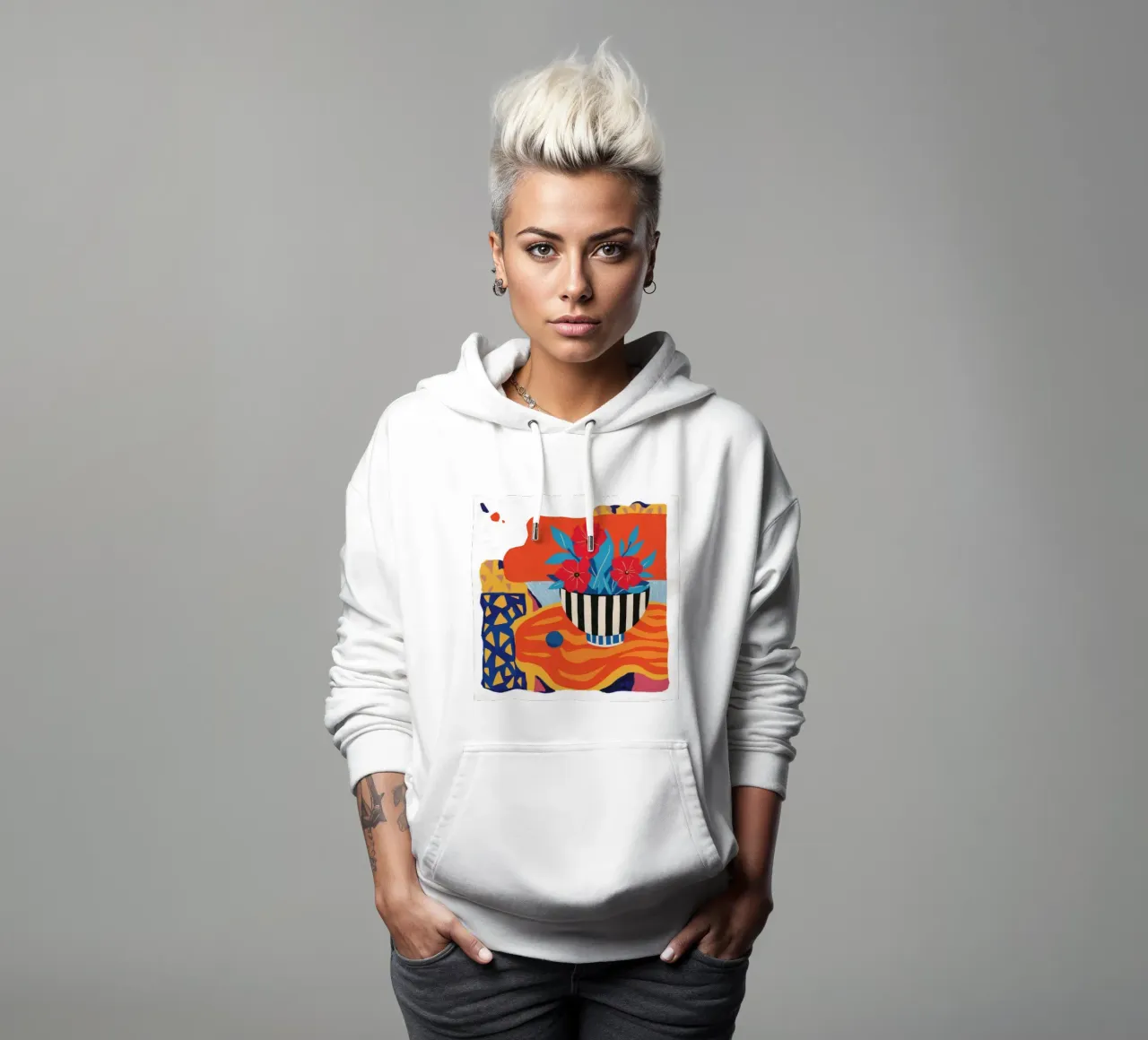 Ramo de rayas abstractas sudadera con capucha de Tiga Bersama