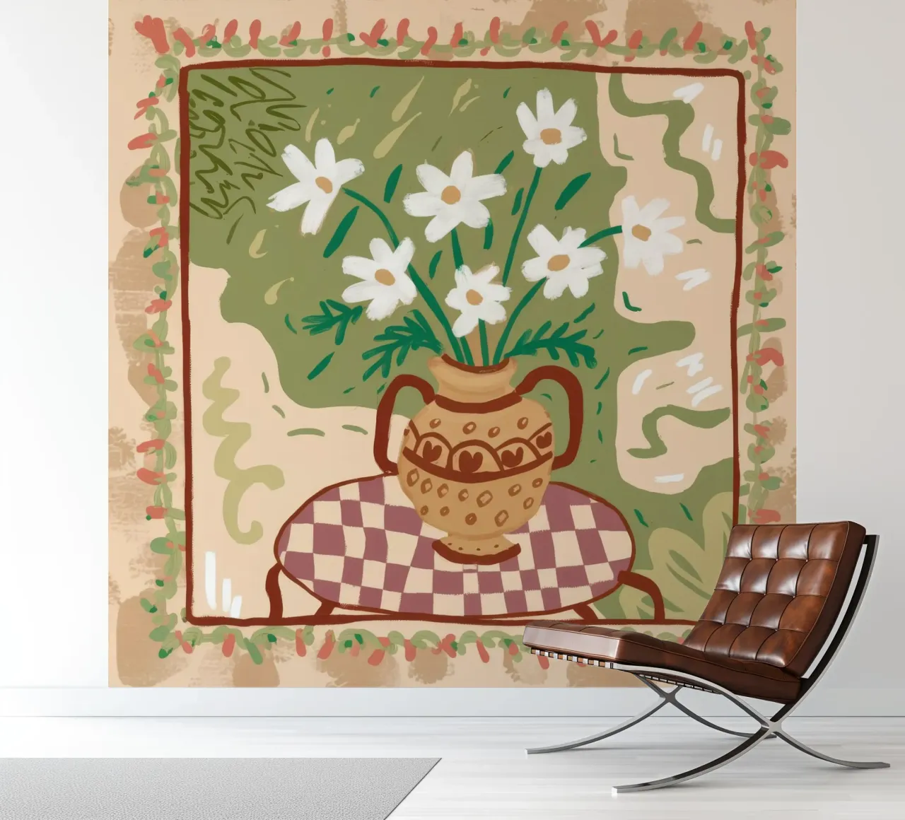 Checkered Lily Tapestry photo wallpaper by Pan Denim
