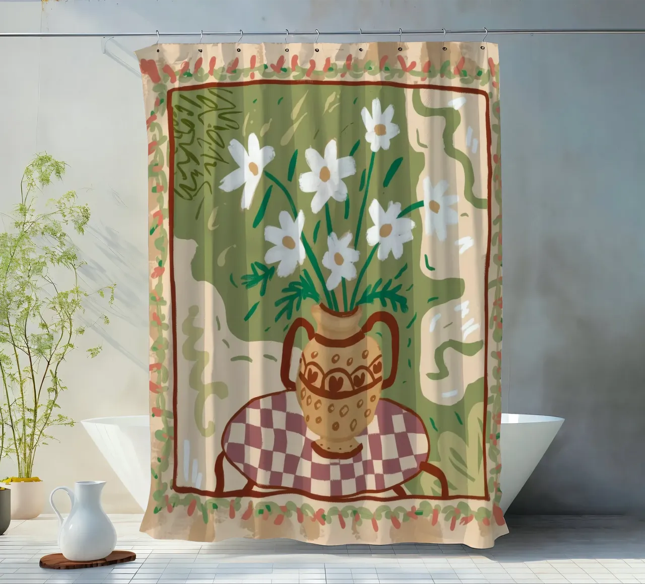 Arazzo giglio a scacchi tenda da doccia da Pan Denim