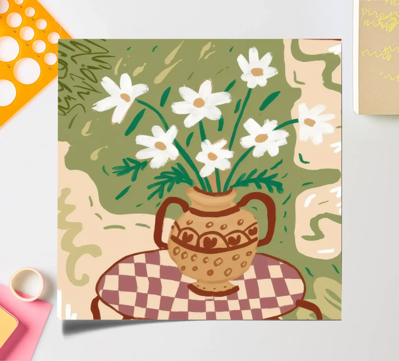 Checkered Lily Tapestry sticker sheet by Pan Denim
