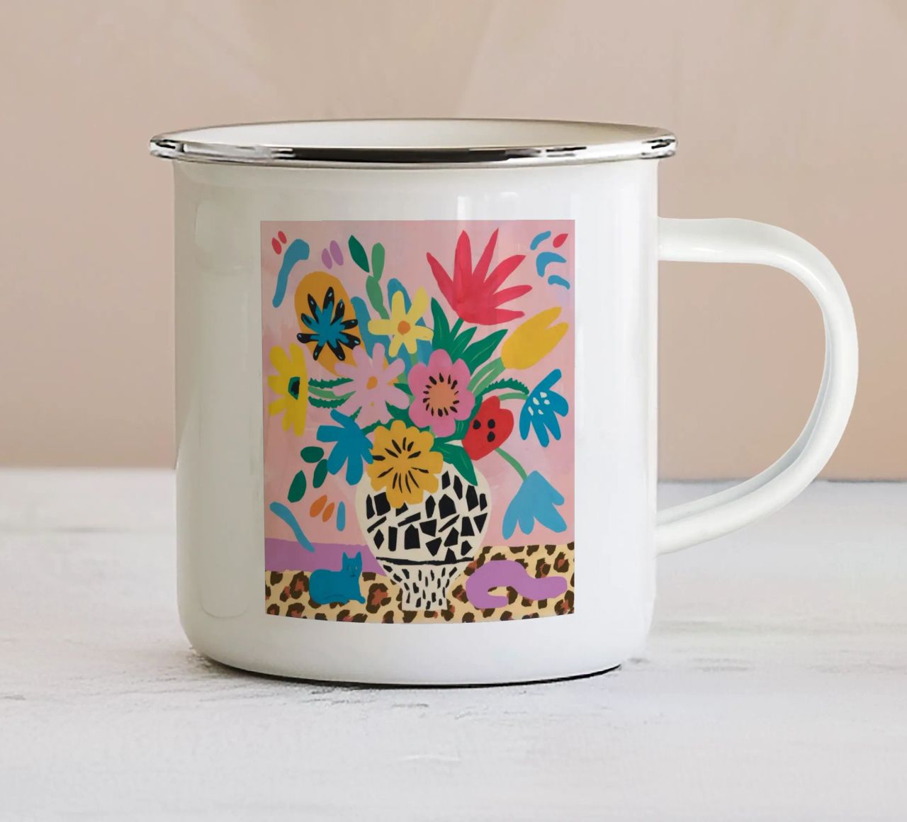 Vaso leopardato Bloomfest tazza in smalto da Tiga Bersama