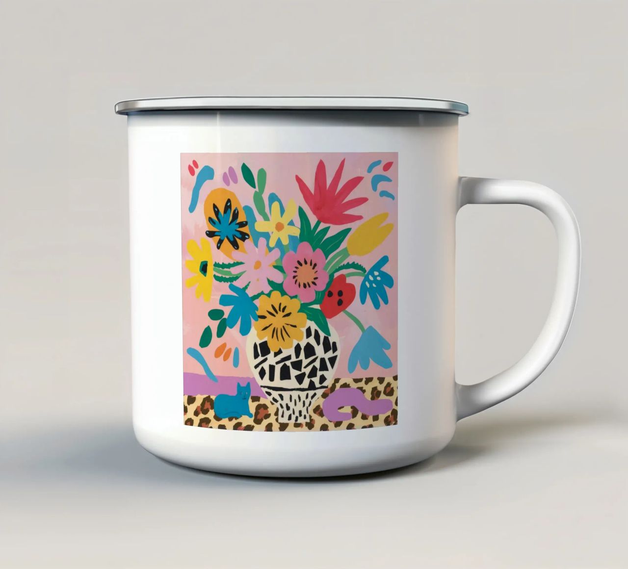 Vaso leopardato Bloomfest tazza in smalto da Tiga Bersama