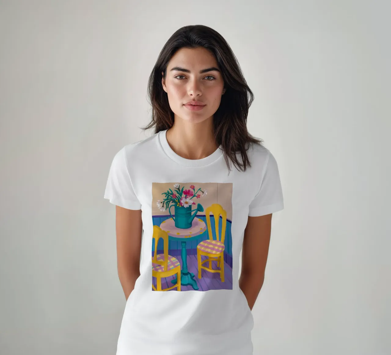 Sedia gialla L'ora del tè t-shirt da Pan Denim
