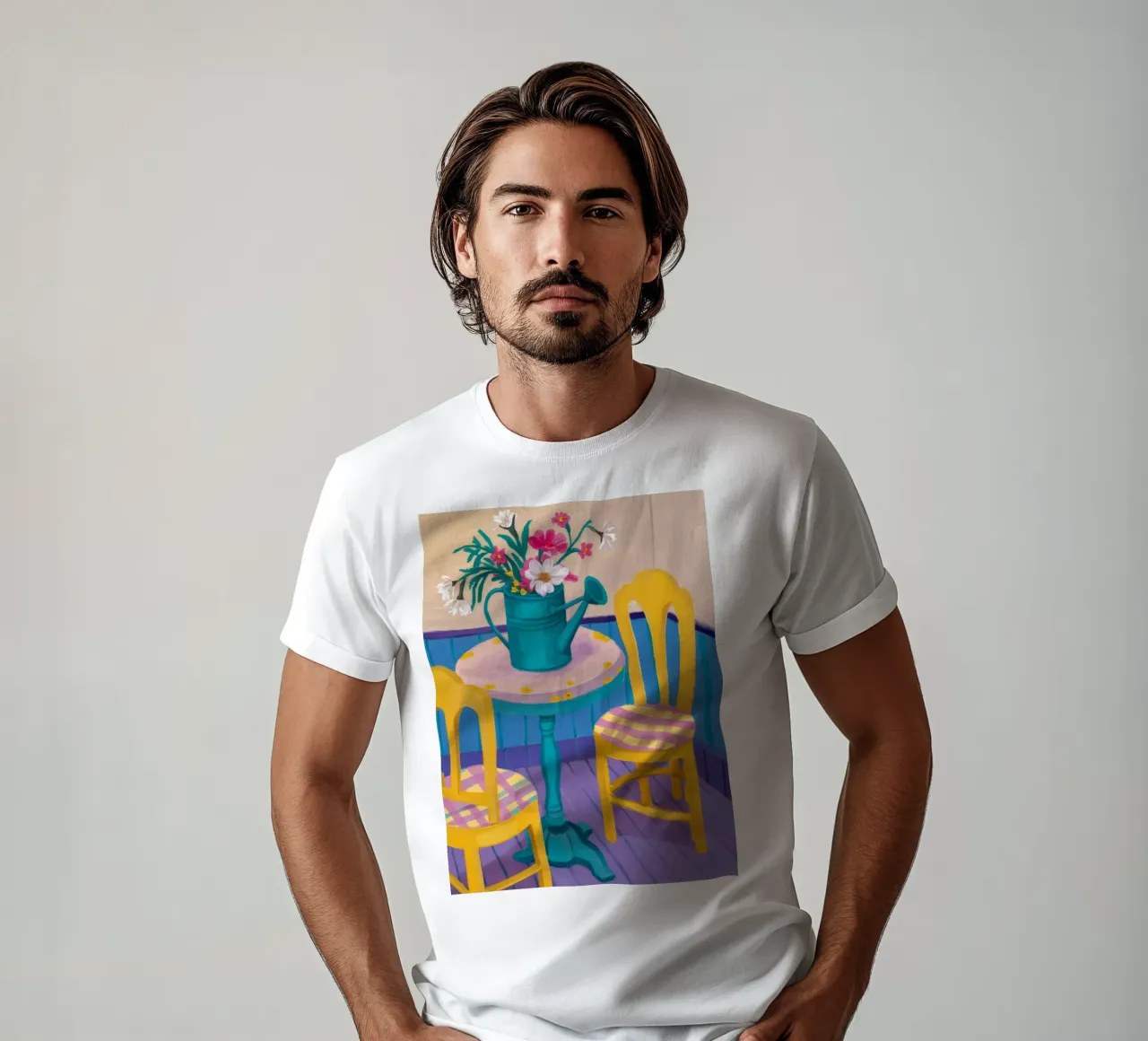 Sedia gialla L'ora del tè t-shirt da Pan Denim
