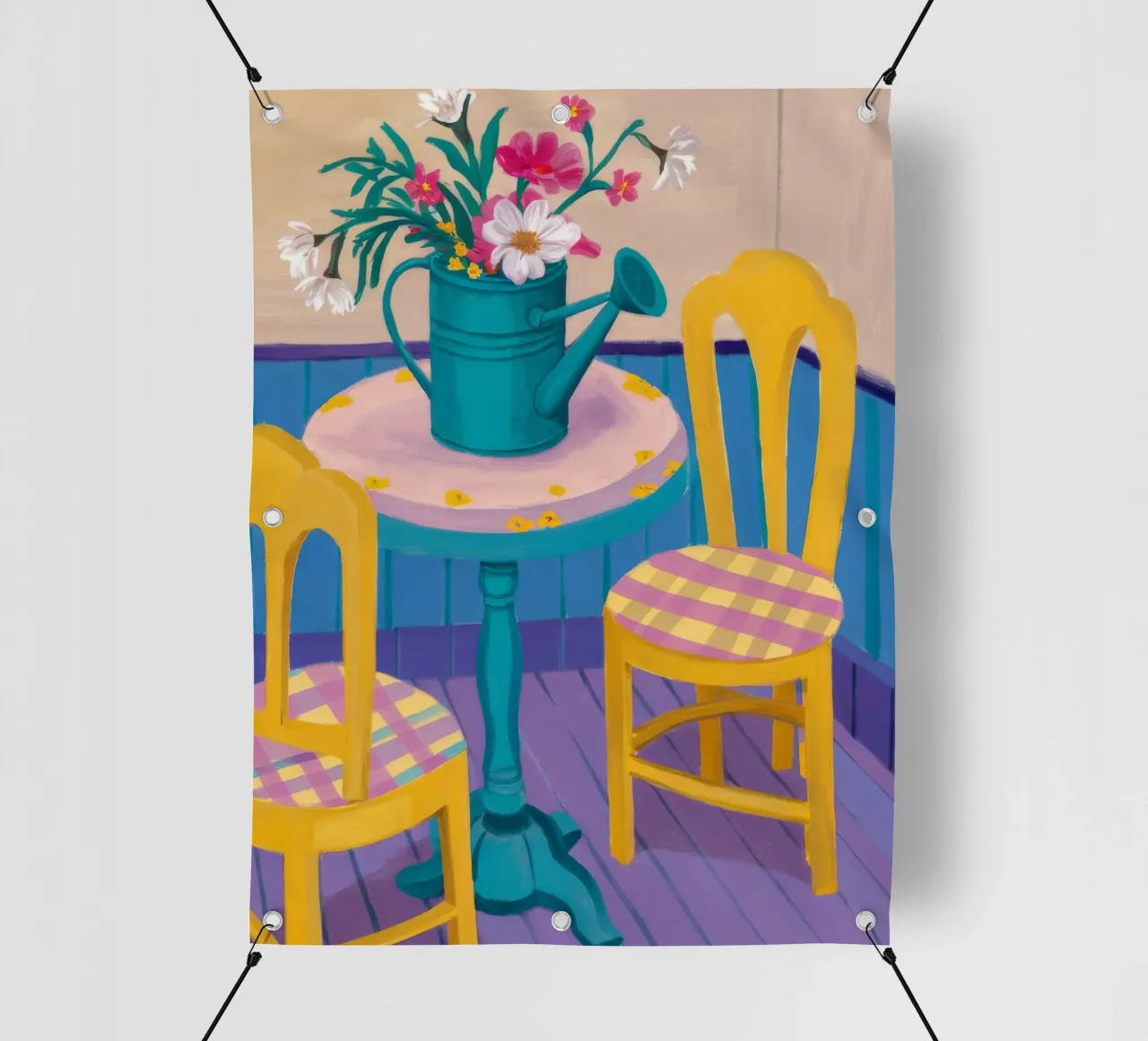 Sedia gialla L'ora del tè telo in pvc da Pan Denim