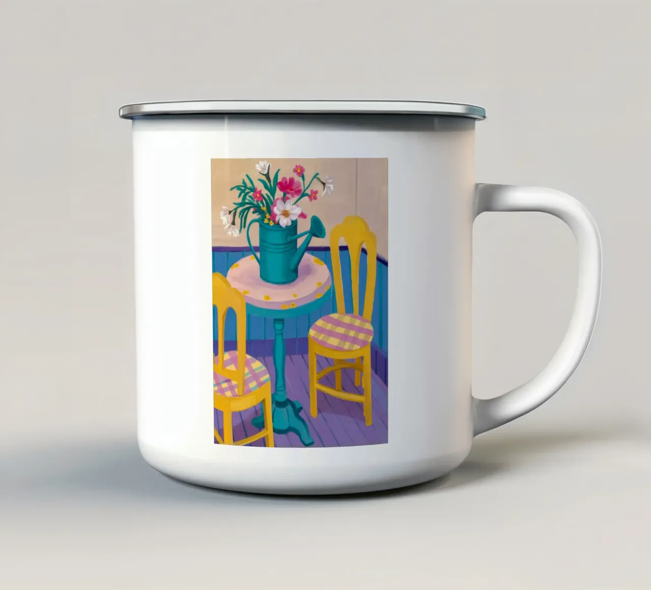 Sedia gialla L'ora del tè tazza in smalto da Pan Denim