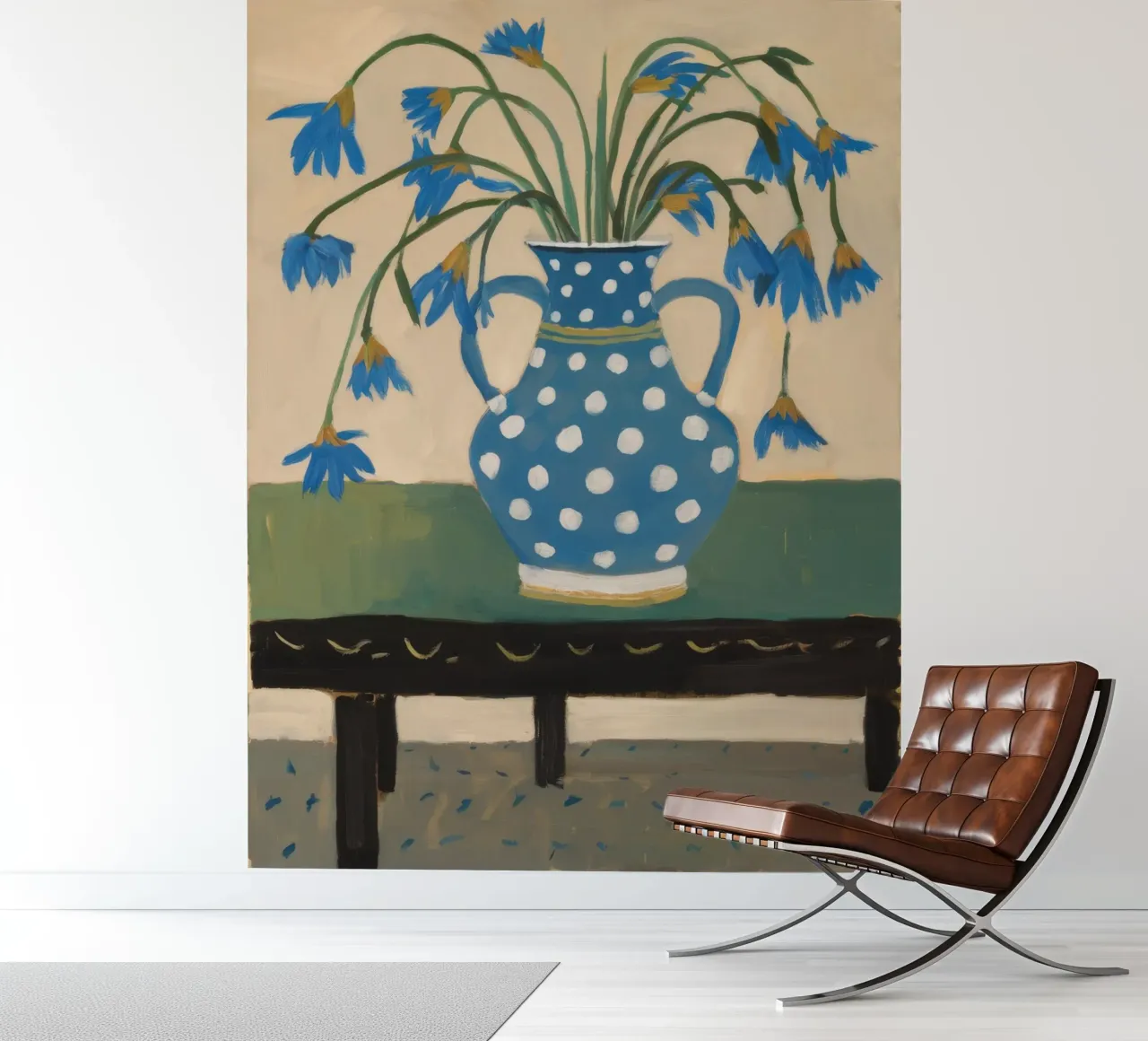 Gepunktete Vase Bluebells Fototapete von Tiga Bersama