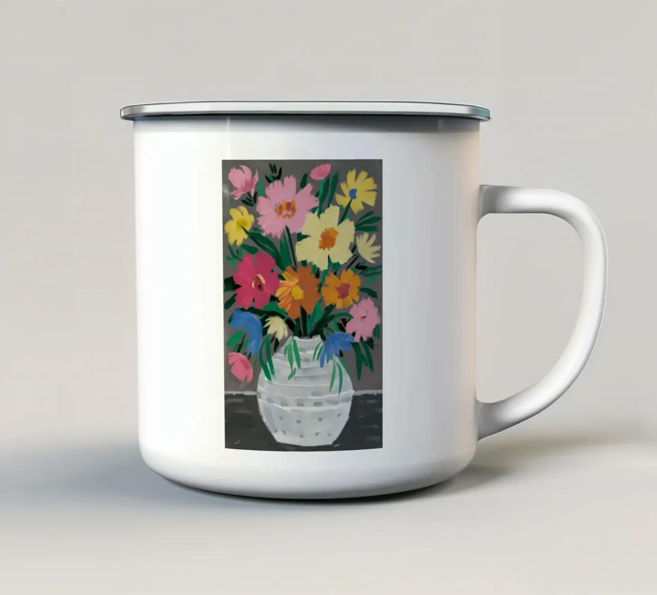 Fiori di cesto intrecciati tazza in smalto da Tiga Bersama