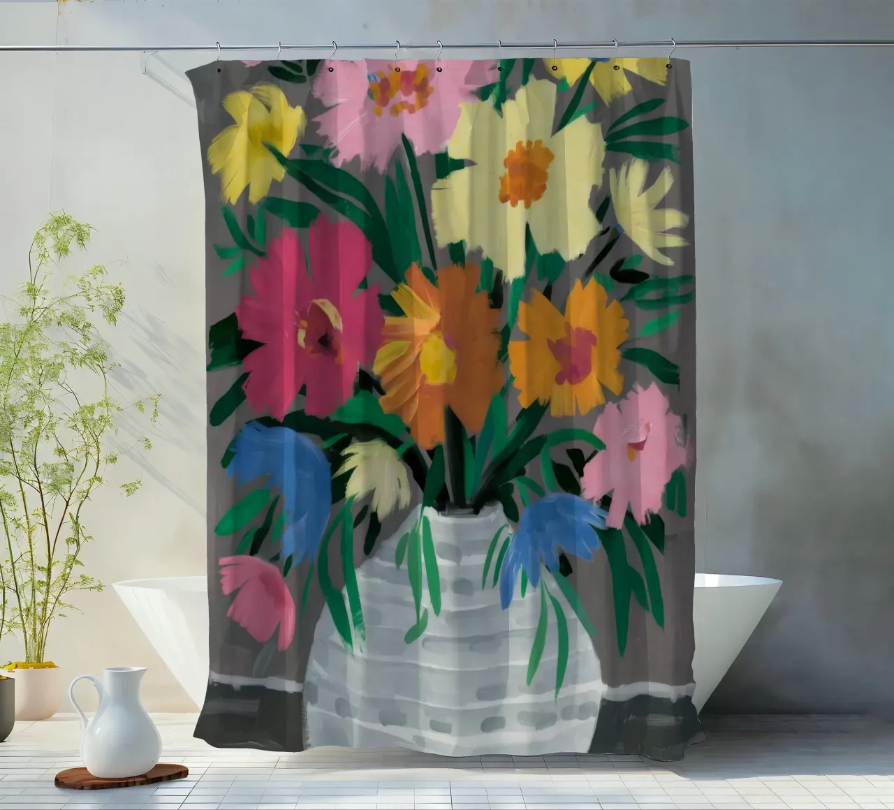 Panier tressé Blooms rideau de douche de Tiga Bersama