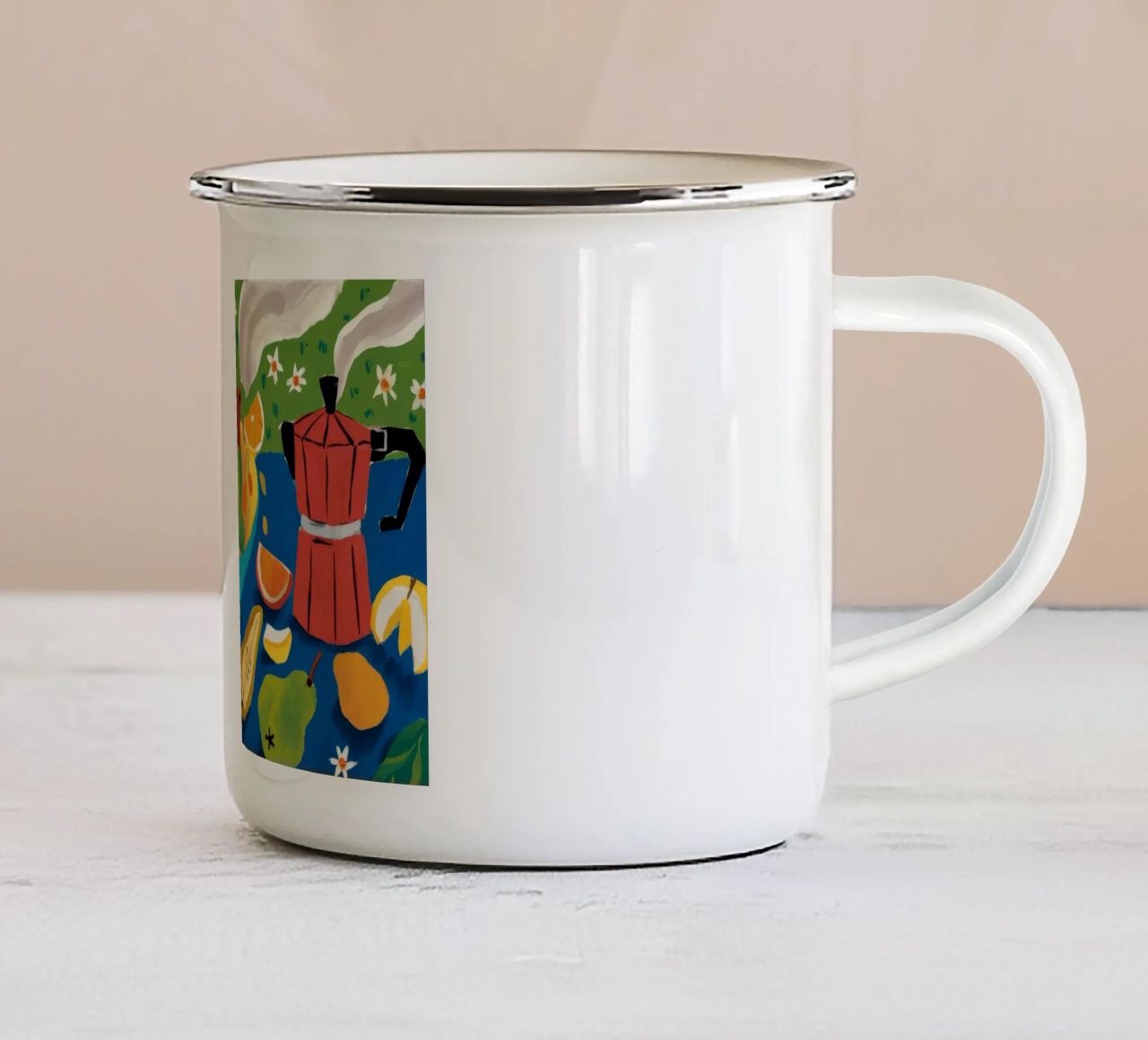 Fiesta di frutta verde tazza in smalto da Fable Tempa