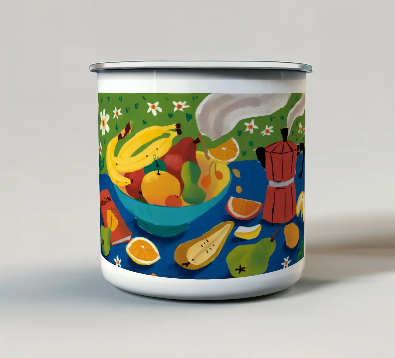 Fiesta di frutta verde tazza in smalto da Fable Tempa