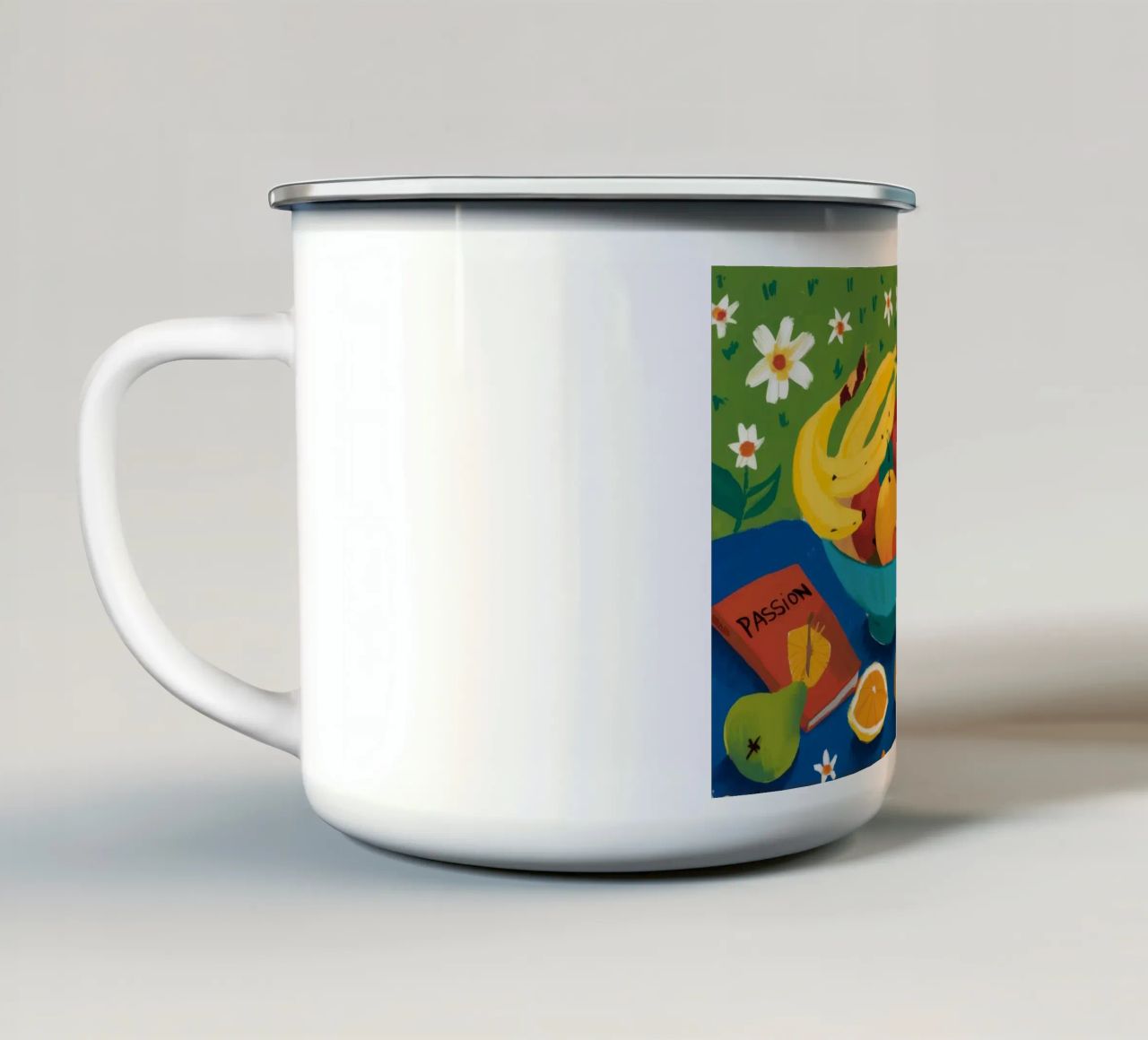 Fiesta di frutta verde tazza in smalto da Fable Tempa