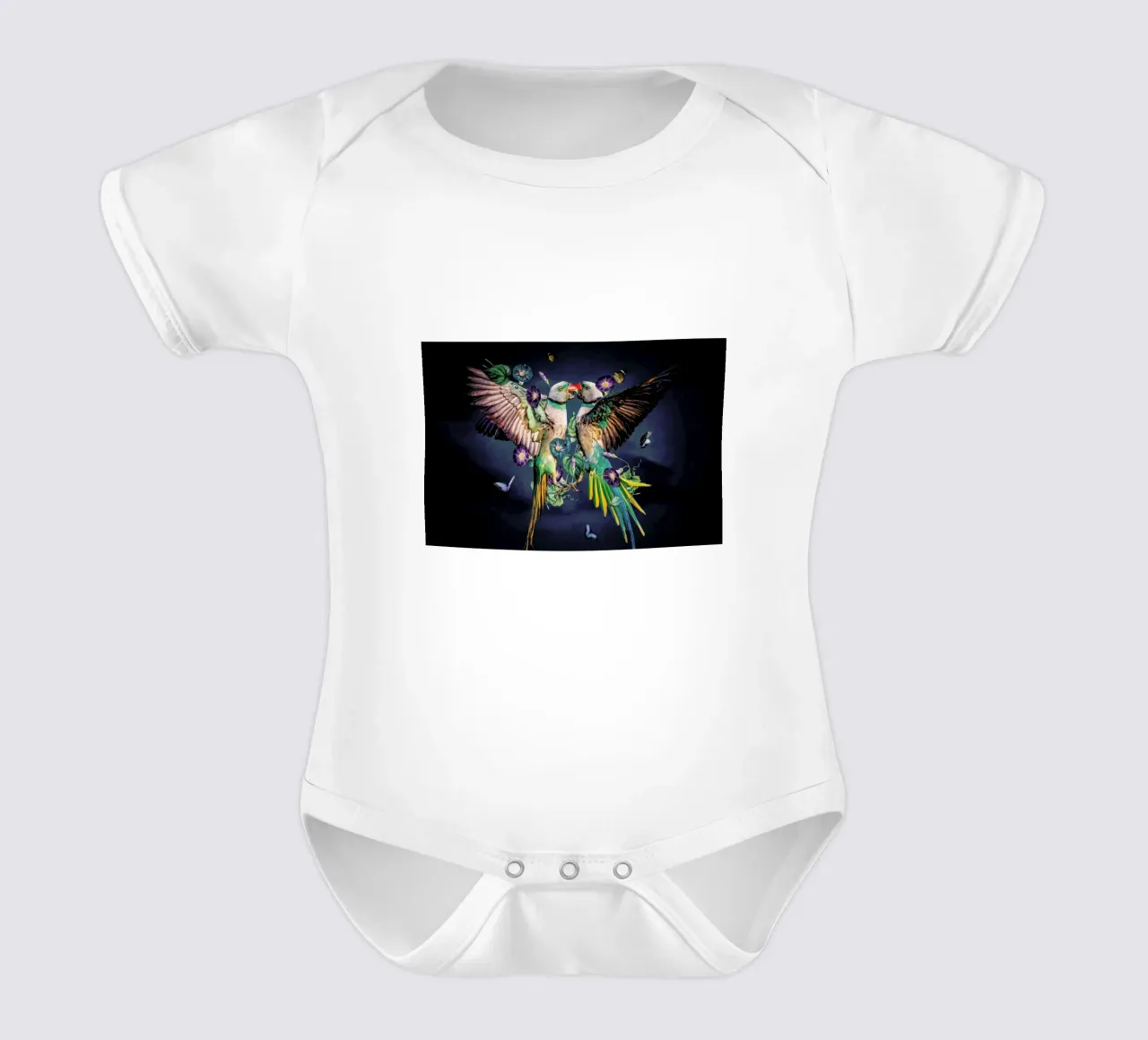 Ostrich short-sleeve baby romper by Wouter Rikken