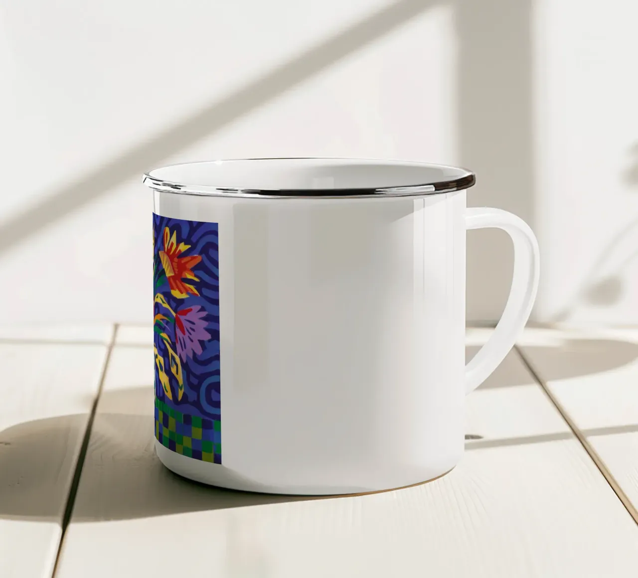 Tropical Bloom Tapestry enamel mug by Pan Denim