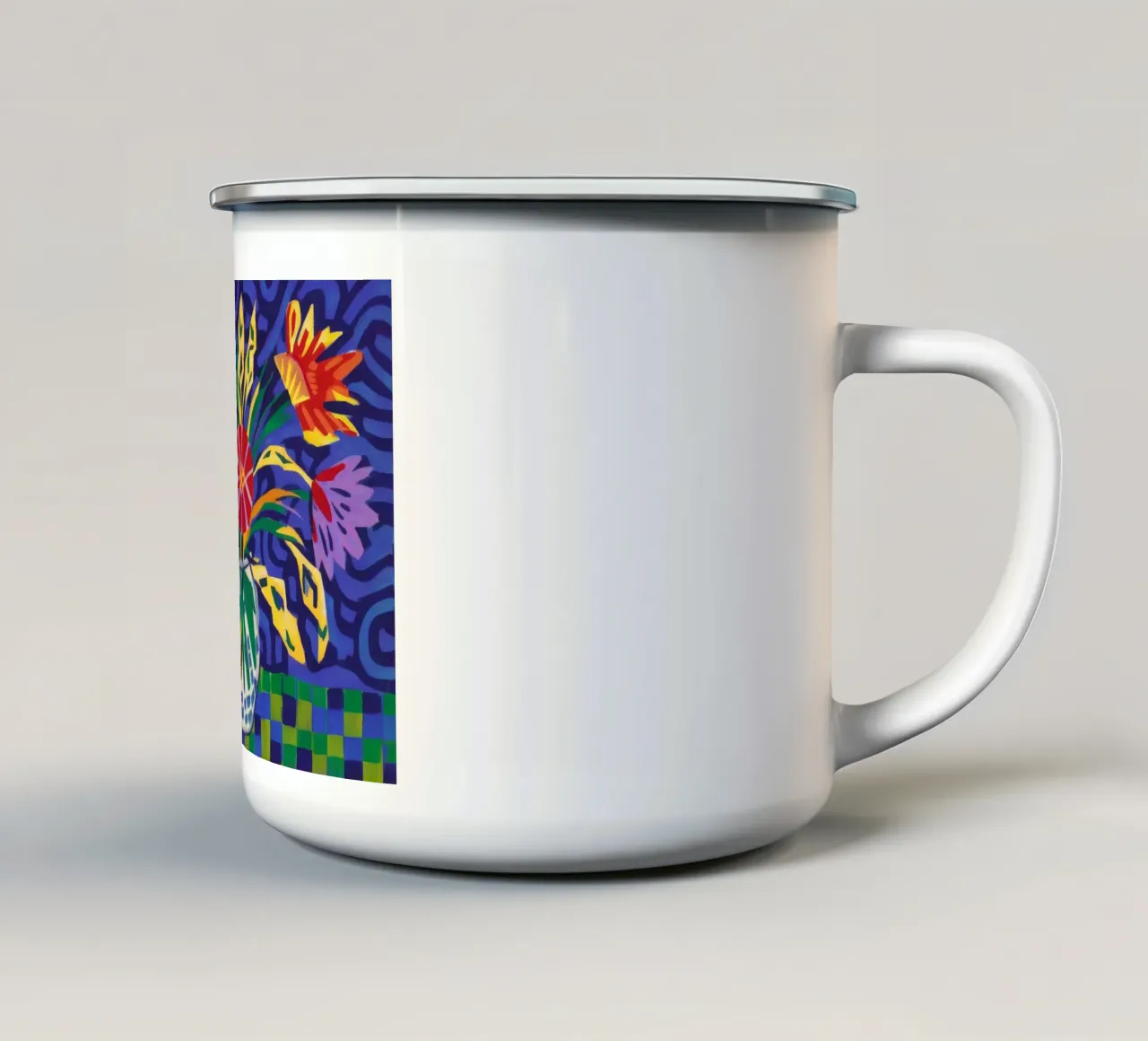 Tropical Bloom Tapestry enamel mug by Pan Denim