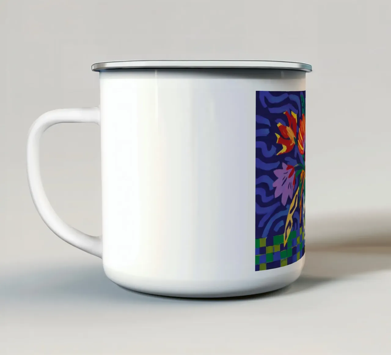 Tropical Bloom Tapestry enamel mug by Pan Denim