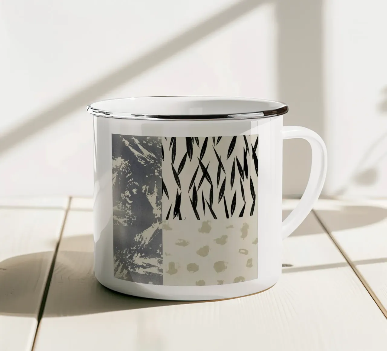 Collage moderno con varie forme e linee tazza in smalto da Imaginative