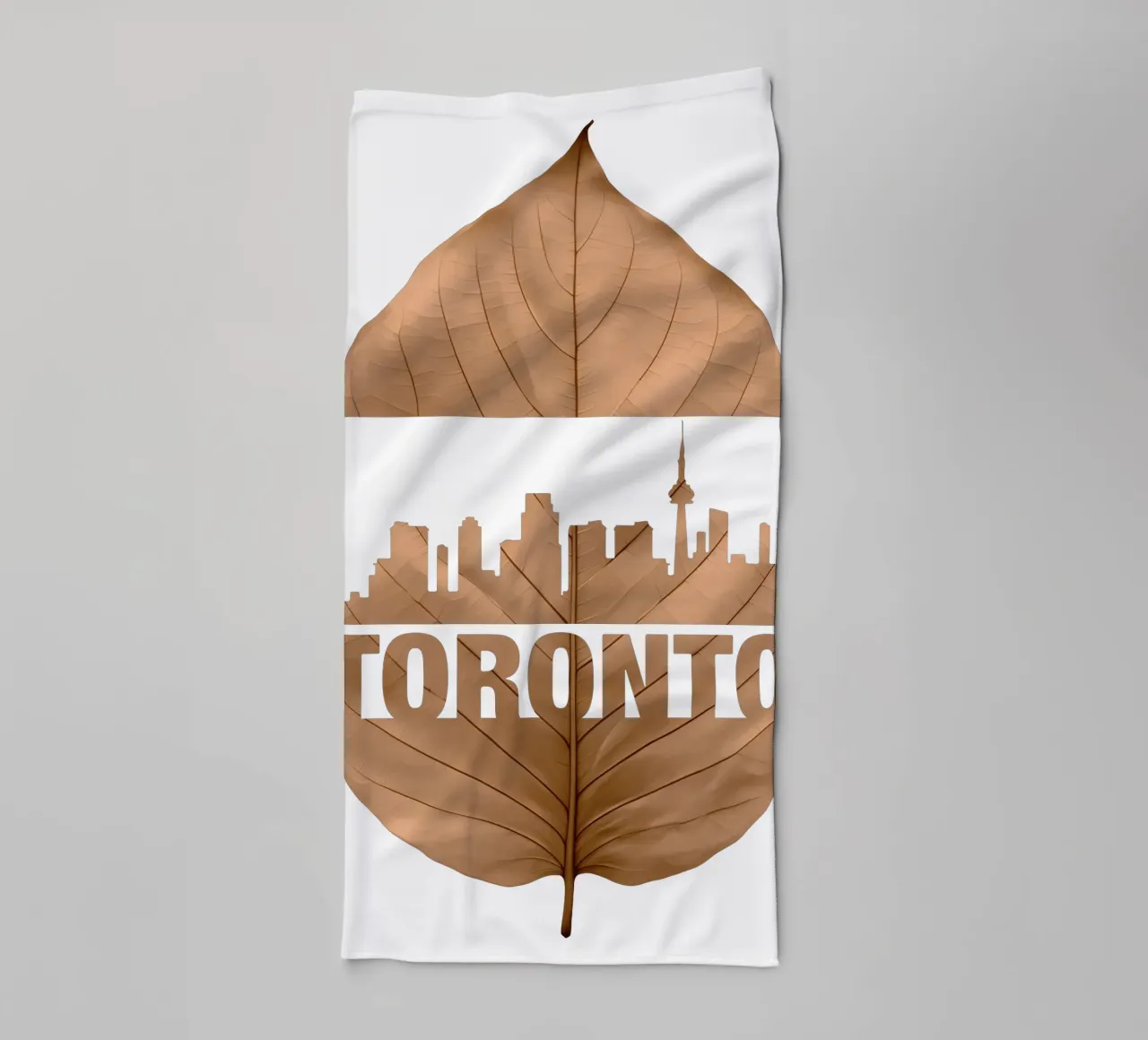 ilustrazione di taglio della foglia dello skyline della città di toronto asciugamano da bagno da kahfiza