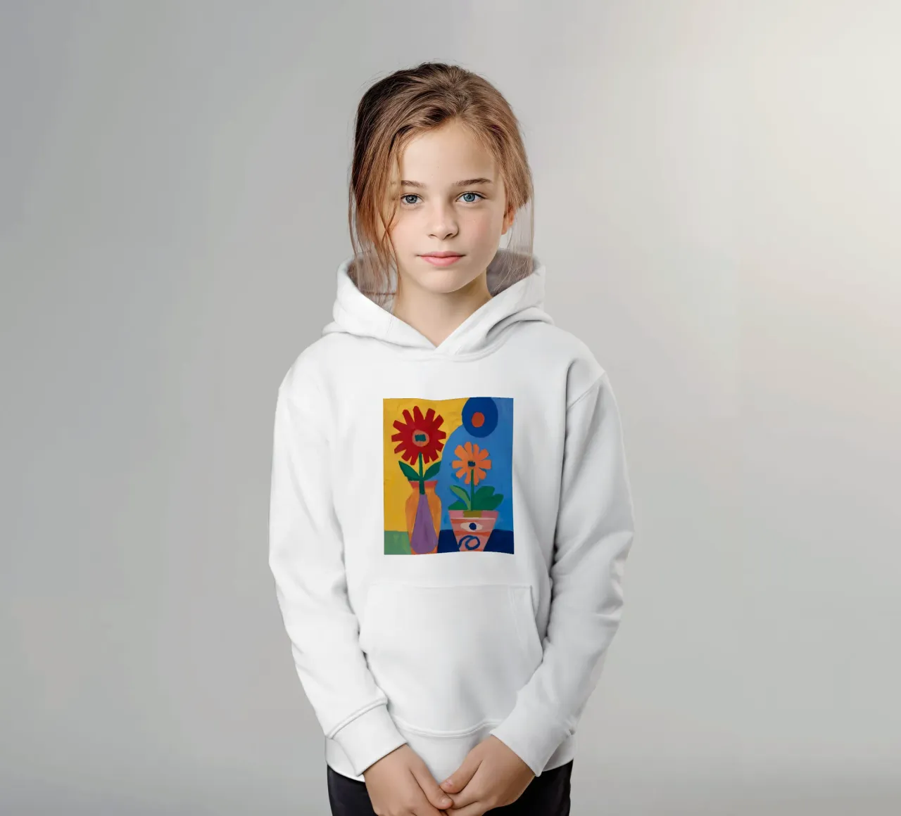 Primärfarbe Blumen Kinder Hoodie von Pan Denim