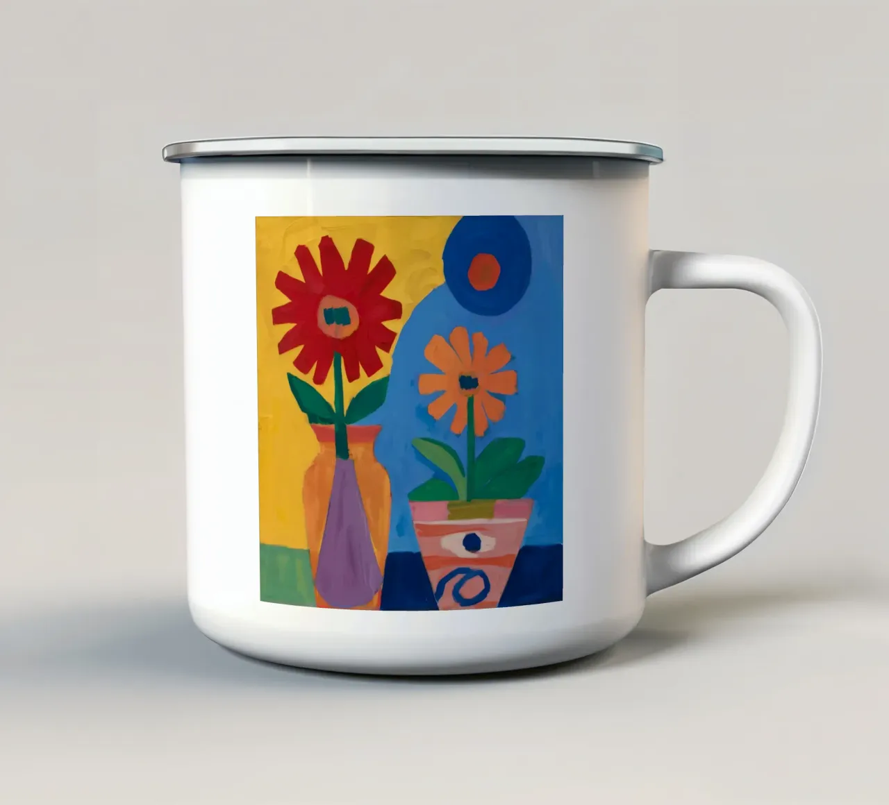 Fiori di colore primario tazza in smalto da Pan Denim