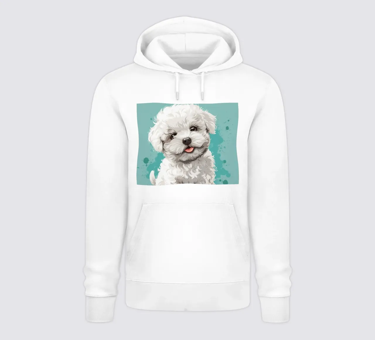 Un soffice compagno: L'adorabile fascino di un Bichon Frise felpa con cappuccio da DesignDoodle