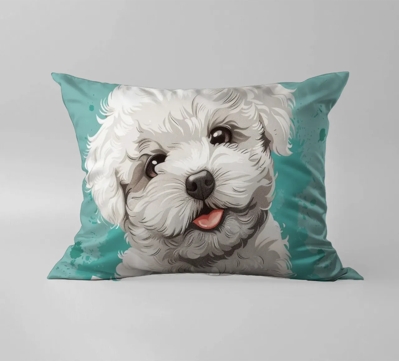 Un soffice compagno: L'adorabile fascino di un Bichon Frise cuscino da DesignDoodle