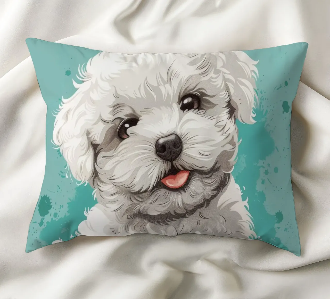 Un soffice compagno: L'adorabile fascino di un Bichon Frise cuscino da DesignDoodle