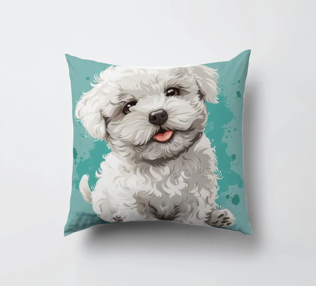 Un soffice compagno: L'adorabile fascino di un Bichon Frise cuscino da DesignDoodle