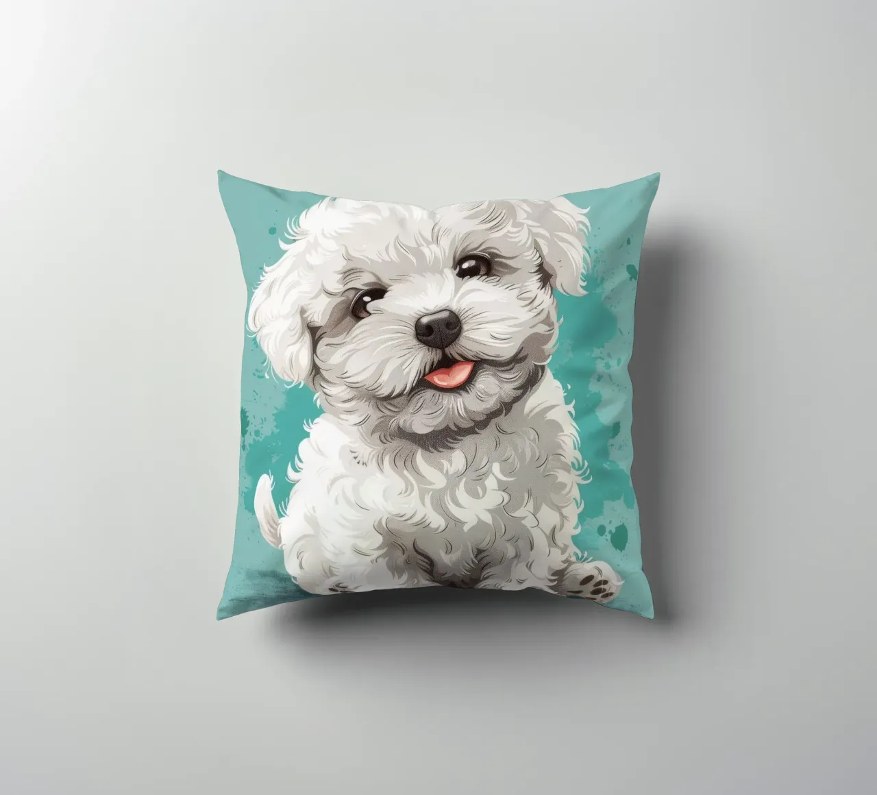 Un soffice compagno: L'adorabile fascino di un Bichon Frise cuscino da DesignDoodle
