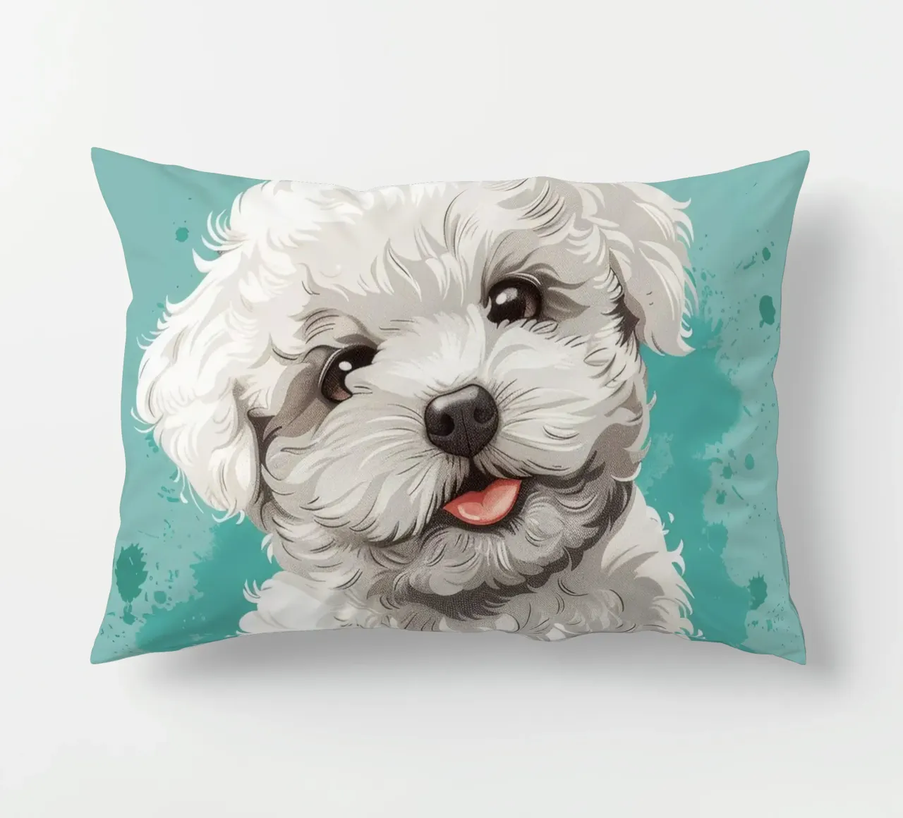 Un soffice compagno: L'adorabile fascino di un Bichon Frise cuscino da DesignDoodle