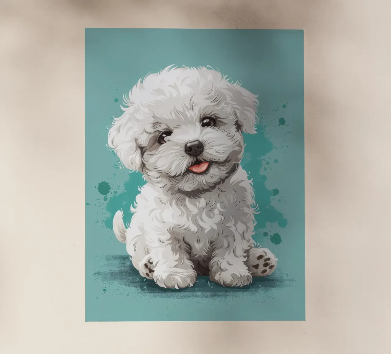 Un soffice compagno: L'adorabile fascino di un Bichon Frise pellicola backlit da DesignDoodle