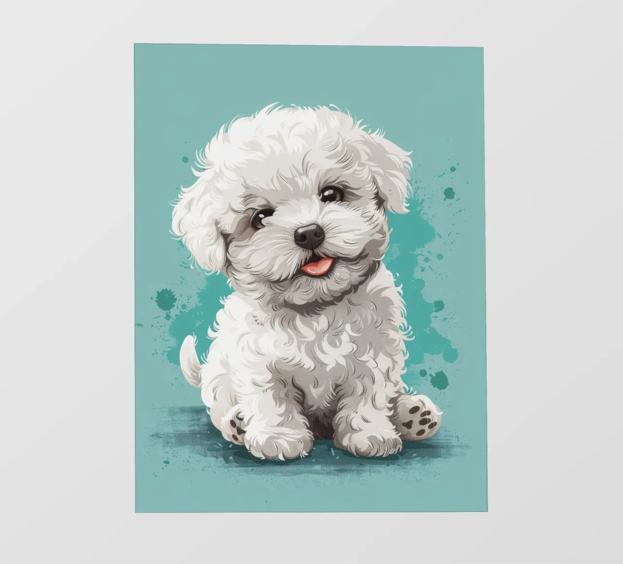 Un soffice compagno: L'adorabile fascino di un Bichon Frise pellicola backlit da DesignDoodle