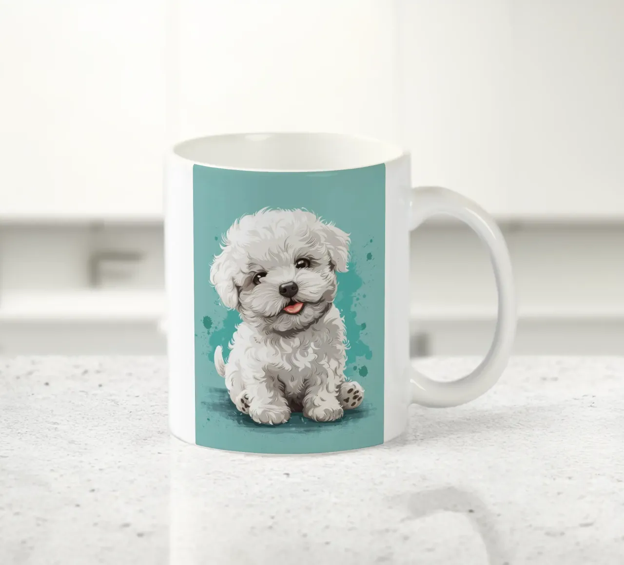 Un soffice compagno: L'adorabile fascino di un Bichon Frise tazza in ceramica da DesignDoodle