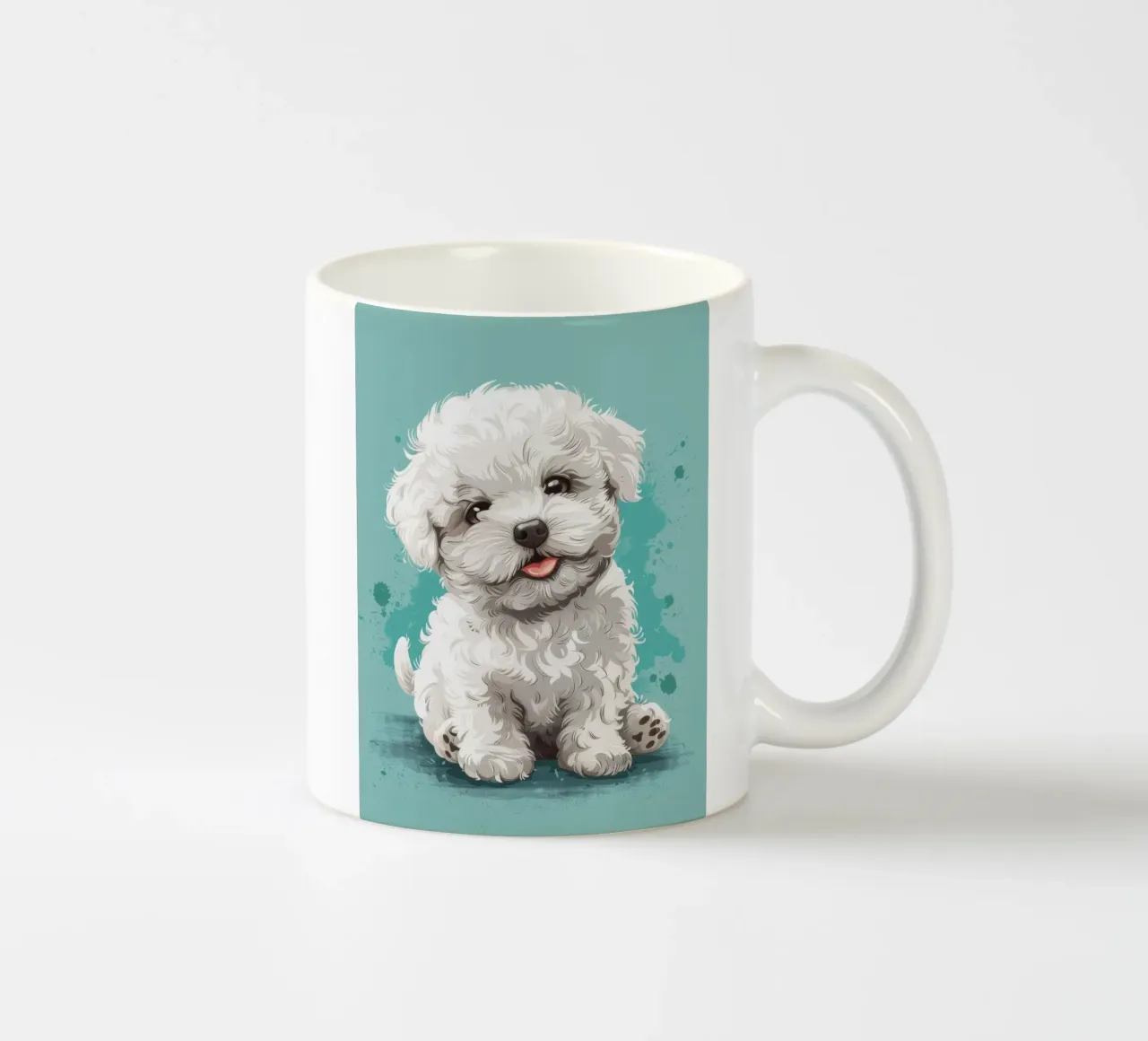 Un soffice compagno: L'adorabile fascino di un Bichon Frise tazza in ceramica da DesignDoodle